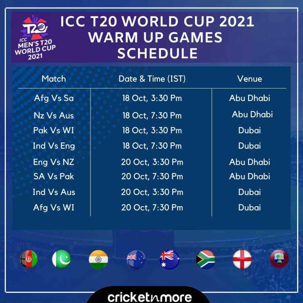 T20 World Cup ICC announces schedule for warm-up matches